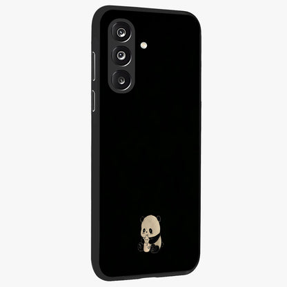 Midnight Panda Love Glass Case upright view showcasing charming panda artwork with playful romantic theme.