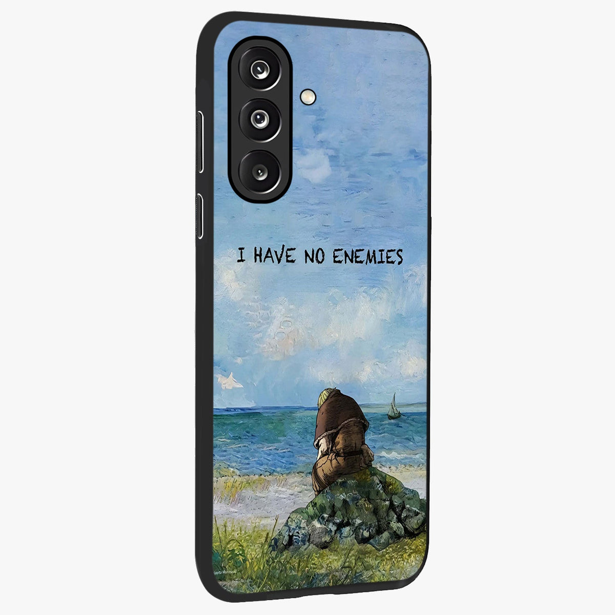 Peace Beyond War Glass Case upright view showcasing powerful peace symbol artwork with inspirational theme.