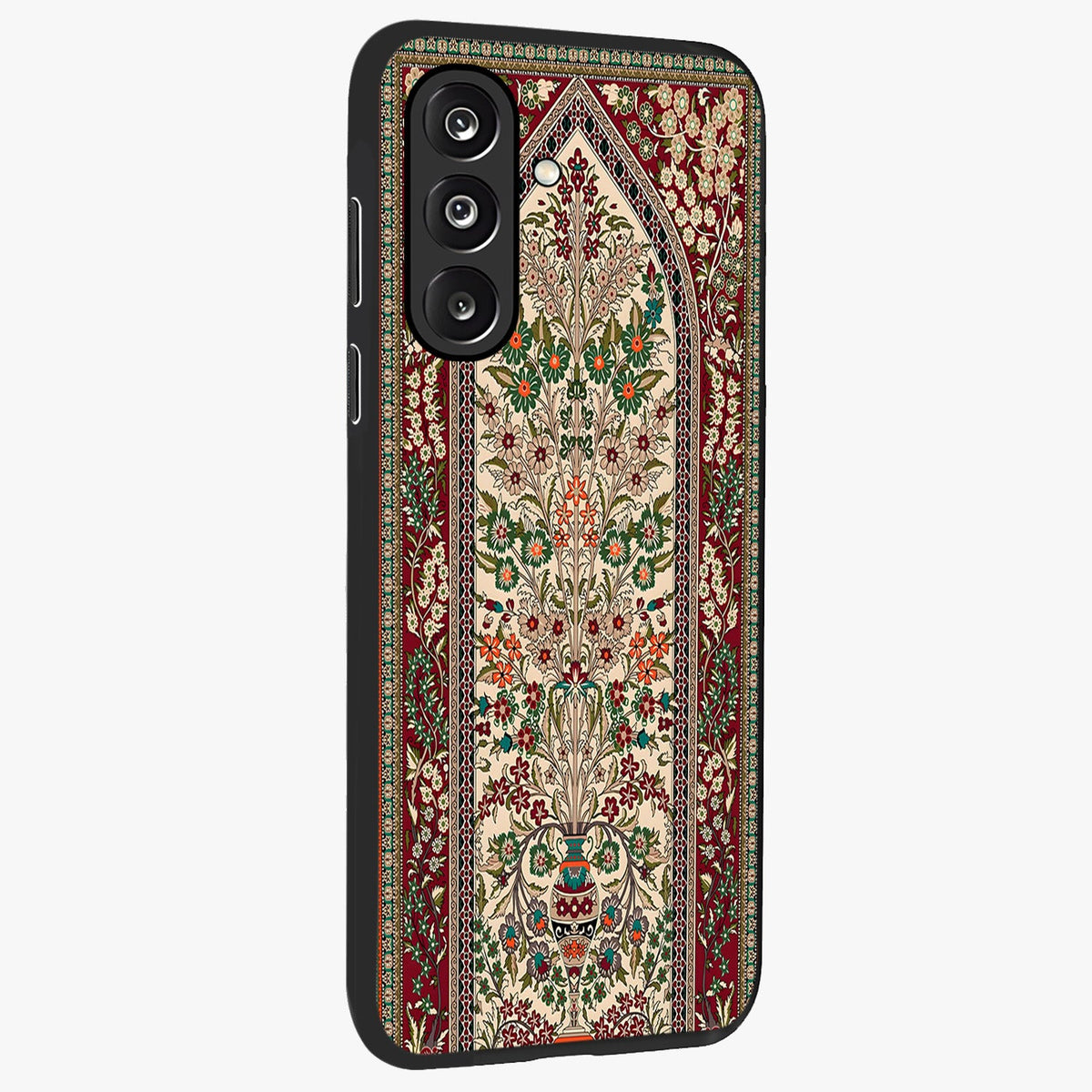 Persian Inspired Glass Case upright view showcasing decorative Persian artwork with rich heritage theme.