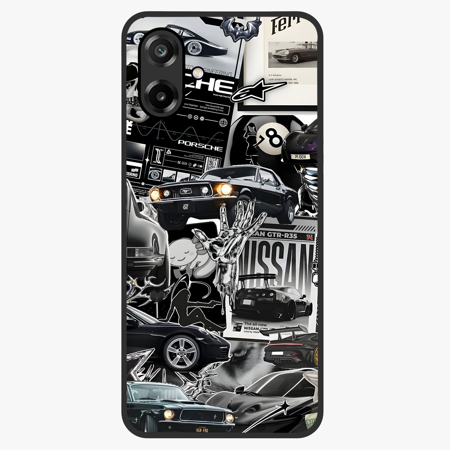 Aesthetic Dark Love Glass Case showing flat back view with dark romantic artwork and glossy glass finish.