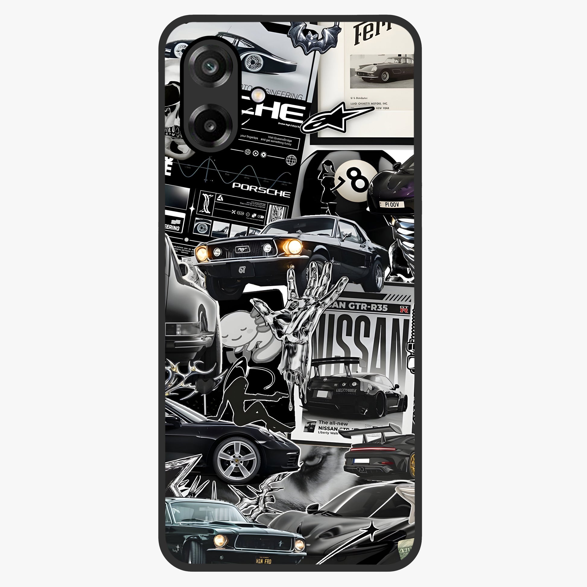 Aesthetic Dark Love Glass Case showing flat back view with dark romantic artwork and glossy glass finish.