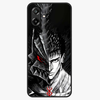 Berserker Blood Oath Glass Case showing flat back view with fierce warrior inspired artwork and glossy glass finish.