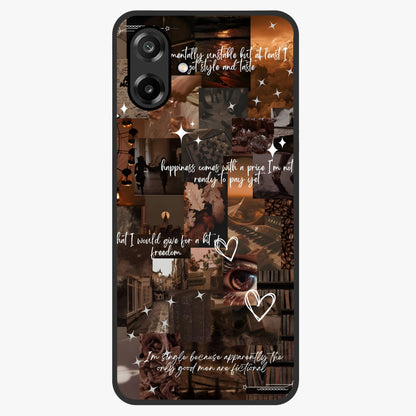 Bittersweet Aesthetic Chaos Glass Case showing flat back view with artistic chaotic aesthetic design and glossy glass finish.