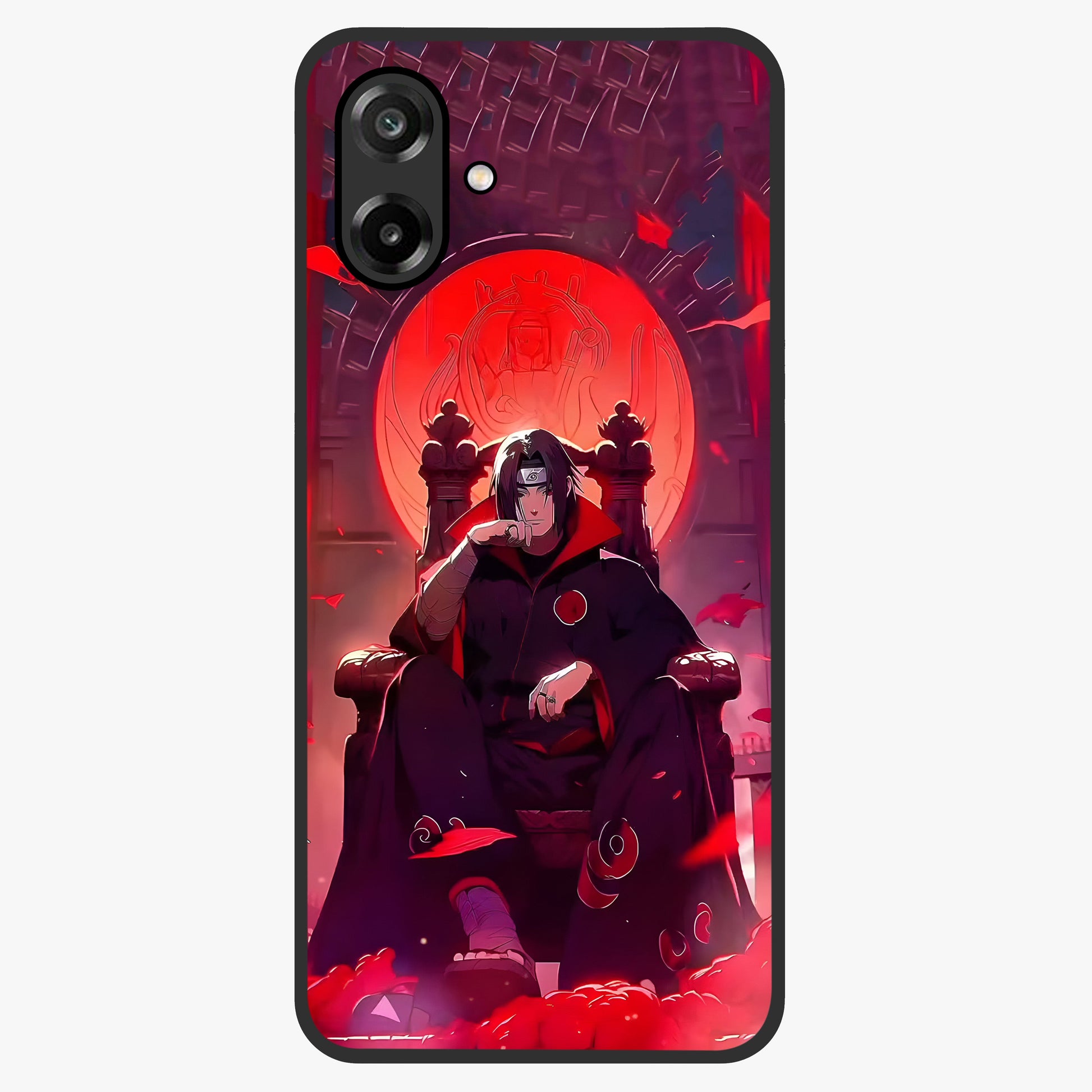 Blood Moon Sovereign Glass Case showing flat back view with mystical blood moon artwork and glossy glass finish.