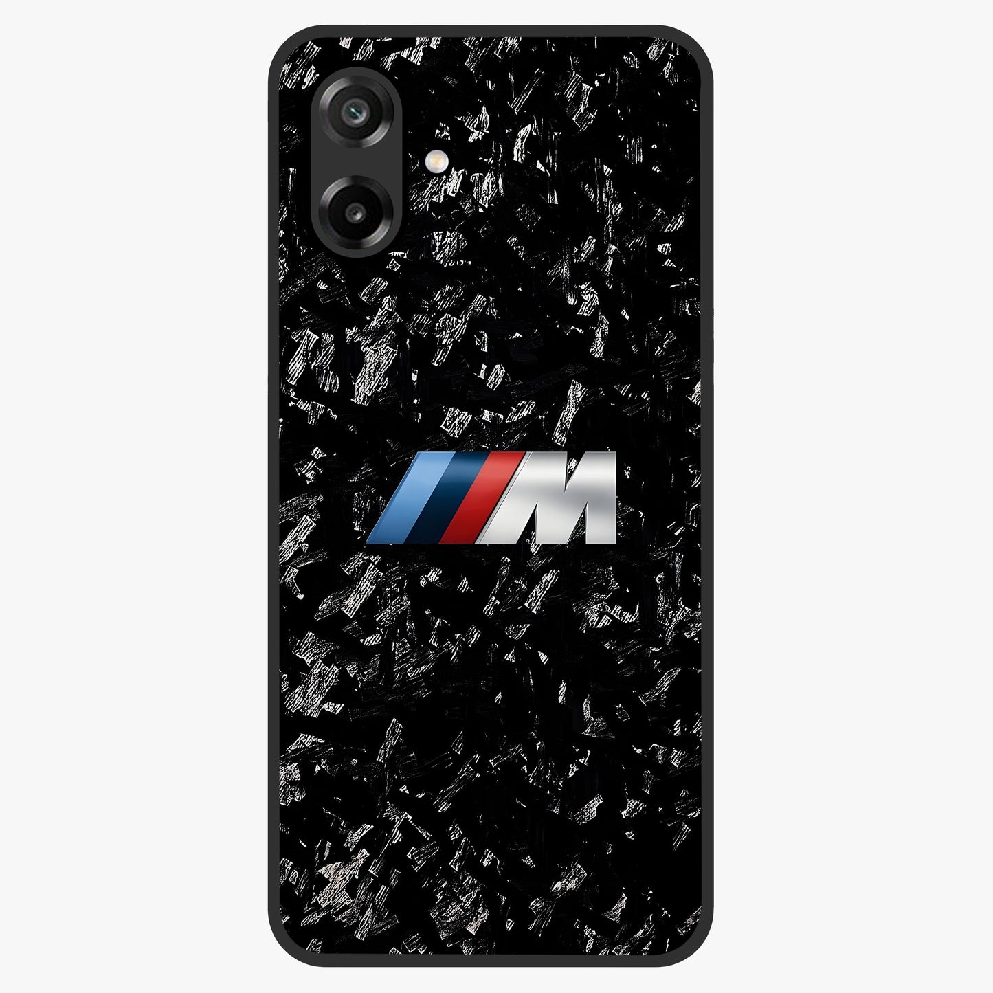 Carbon Speed Mark Glass Case showing flat back view with sporty carbon pattern artwork and glossy glass finish.