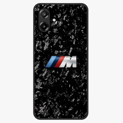 Carbon Speed Mark Glass Case showing flat back view with sporty carbon pattern artwork and glossy glass finish.