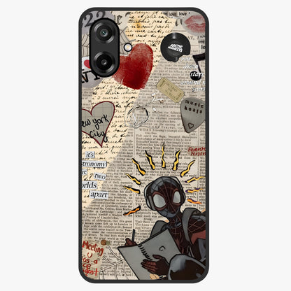 City Dream Sketch Glass Case showing flat back view with artistic city skyline sketch artwork and glossy glass finish.