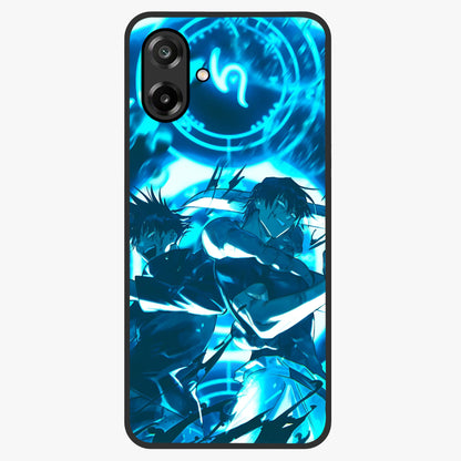 Cursed Energy Clash Glass Case showing flat back view with intense cursed energy artwork and glossy glass finish.