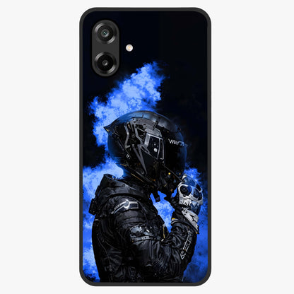 Cyber Sentinel Protocol Glass Case showing flat back view with futuristic cyber themed artwork and glossy glass finish.