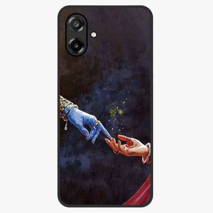 Divine Touch Eternal Glass Case showing flat back view with spiritual themed artwork and glossy glass finish.