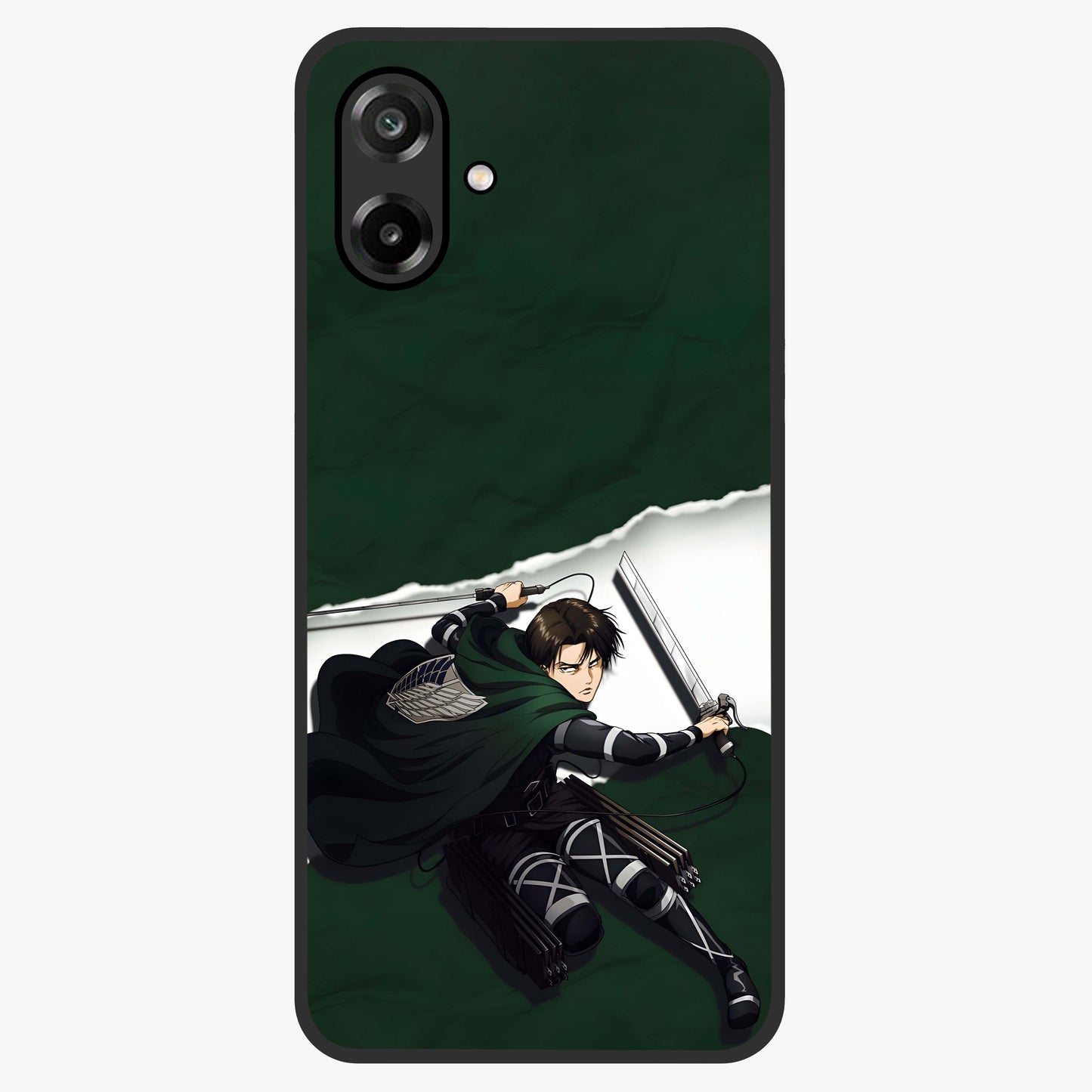 Emerald War Vanguard Glass Case showing flat back view with powerful warrior themed artwork and glossy glass finish.