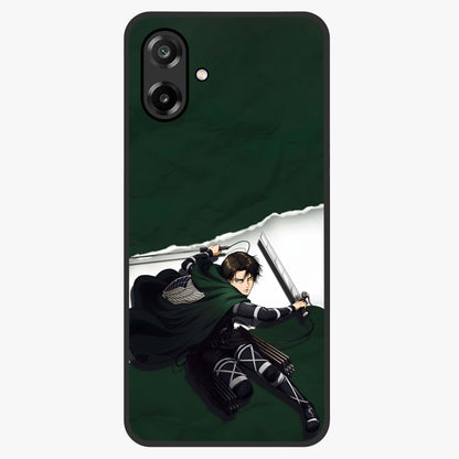 Emerald War Vanguard Glass Case showing flat back view with powerful warrior themed artwork and glossy glass finish.