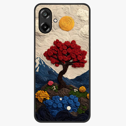 Eternal Nature Tapestry Glass Case showing flat back view with intricate nature tapestry artwork and glossy glass finish.