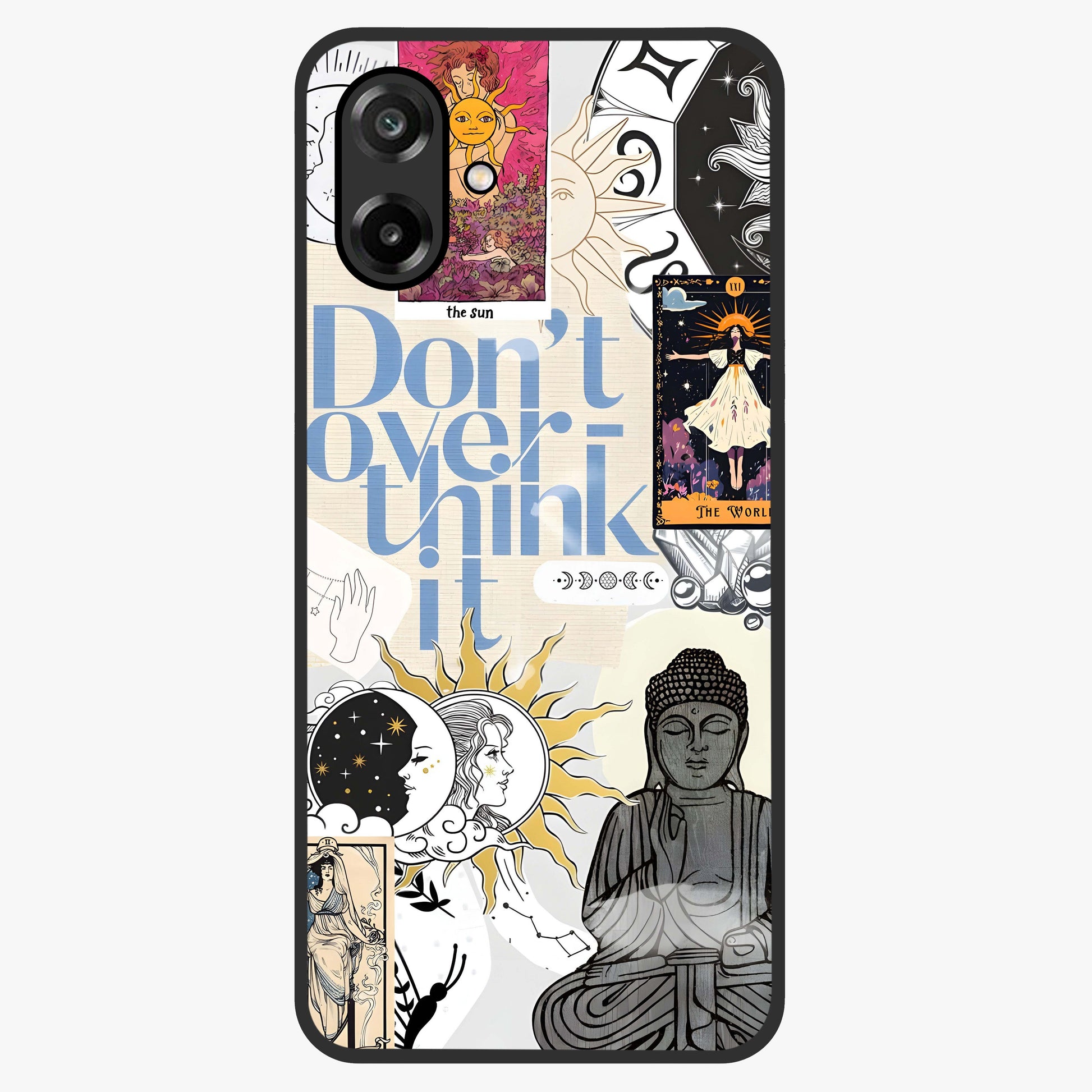 Ethereal Thoughts Glass Case showing flat back view with dreamy artistic artwork and glossy glass finish.