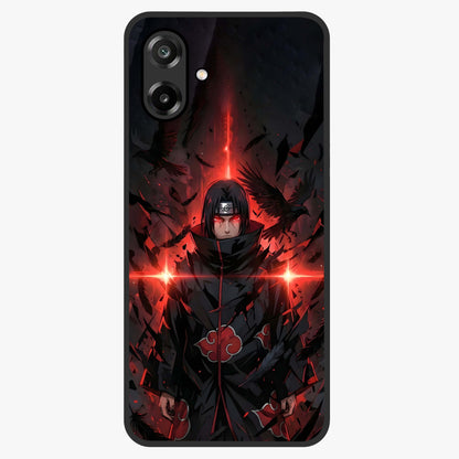 Focused Blade Discipline Glass Case showing flat back view with warrior sword themed artwork and glossy glass finish.