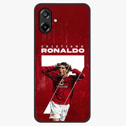 Goal Celebration Legacy Glass Case showing flat back view with football celebration inspired artwork and glossy glass finish.