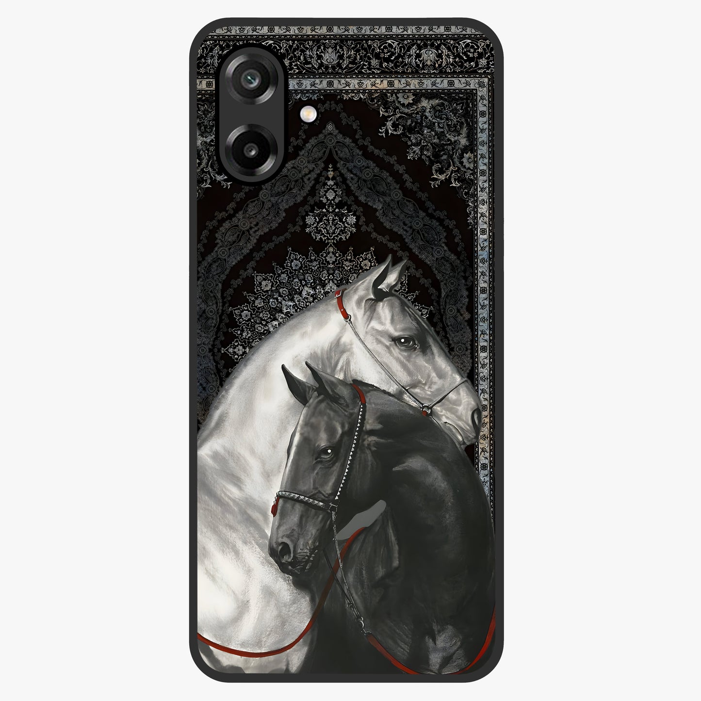 Majestic Ride Legacy Glass Case showing flat back view with powerful automotive inspired artwork and glossy glass finish.
