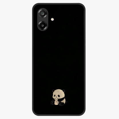 Midnight Panda Love Glass Case showing flat back view with cute panda themed artwork and glossy glass finish.