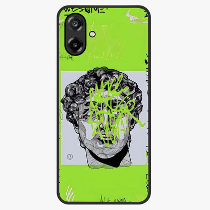 Neo Graffiti Rebellion Glass Case showing flat back view with vibrant graffiti artwork and glossy glass finish.