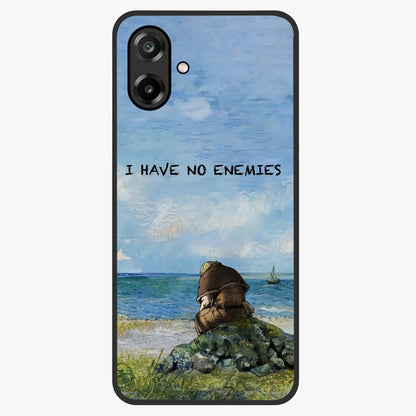 Peace Beyond War Glass Case showing flat back view with symbolic peace themed artwork and glossy glass finish.