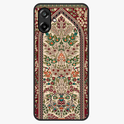 Persian Inspired Glass Case showing flat back view with ornate Persian style pattern artwork and glossy glass finish.
