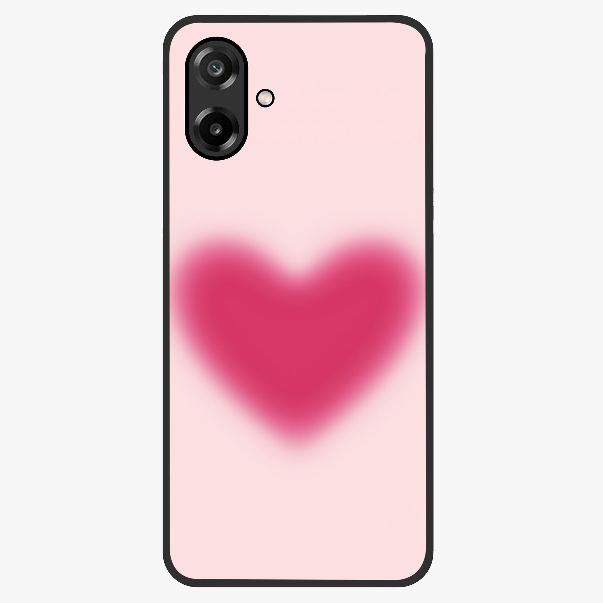 Pink Aura Heart Glass Case showing flat back view with glowing heart artwork and glossy glass finish.