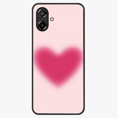 Pink Aura Heart Glass Case showing flat back view with glowing heart artwork and glossy glass finish.