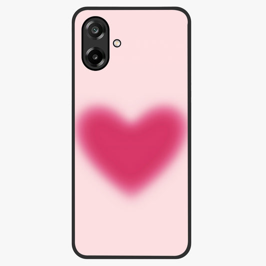 Pink Aura Heart Glass Case showing flat back view with glowing heart artwork and glossy glass finish.