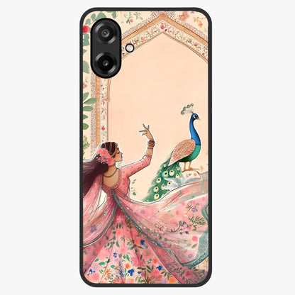 Royal Grace Muse Glass Case showing flat back view with elegant artistic artwork and glossy glass finish.