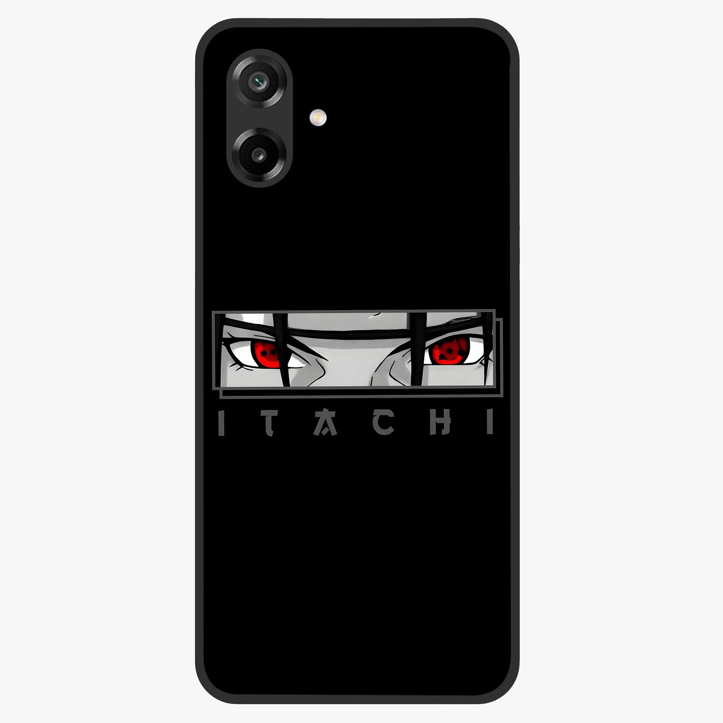 Scarlet Gaze Dominance Glass Case showing flat back view with striking red themed artwork and glossy glass finish.