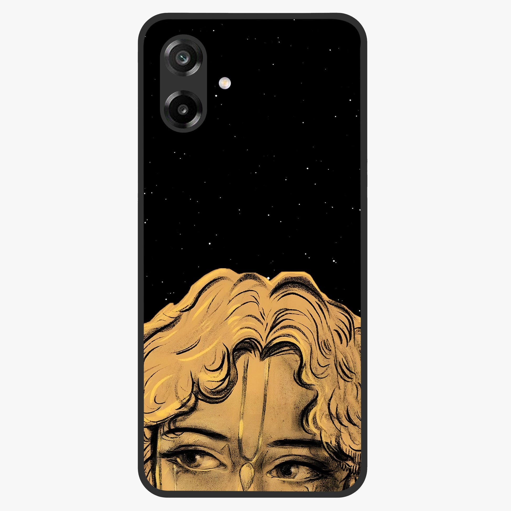 Shri Krishna Art Glass Case showing flat back view with devotional Krishna artwork and glossy glass finish.