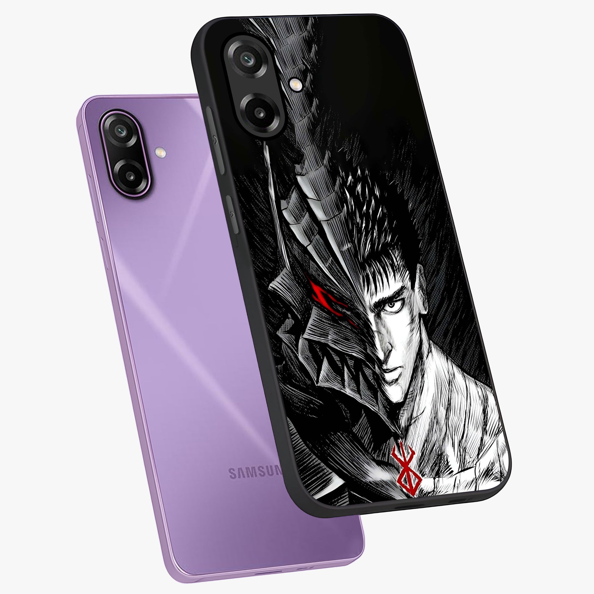 Berserker Blood Oath Glass Case displayed in angled mockup highlighting dark fantasy graphic design and powerful theme.