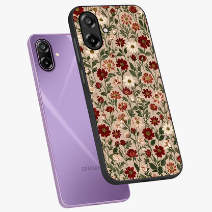 Biege Flower With Leaf Glass Case displayed in angled mockup highlighting minimal floral leaf design and elegant aesthetic.