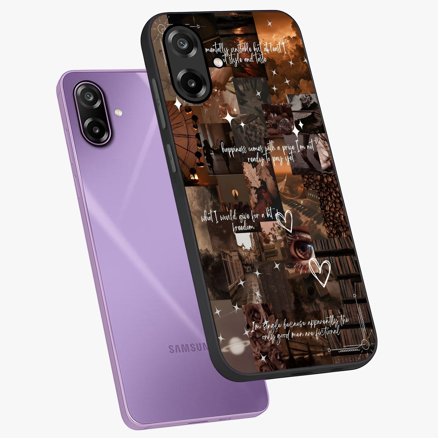 Bittersweet Aesthetic Chaos Glass Case displayed in angled mockup highlighting expressive abstract artwork and edgy aesthetic theme.