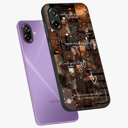 Bittersweet Aesthetic Chaos Glass Case displayed in angled mockup highlighting expressive abstract artwork and edgy aesthetic theme.