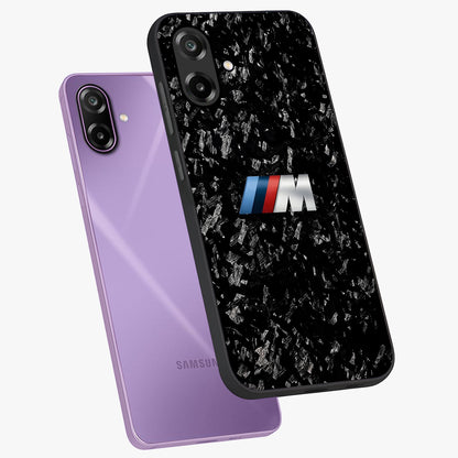 Carbon Speed Mark Glass Case displayed in angled mockup highlighting racing inspired carbon design and sleek aesthetic style.