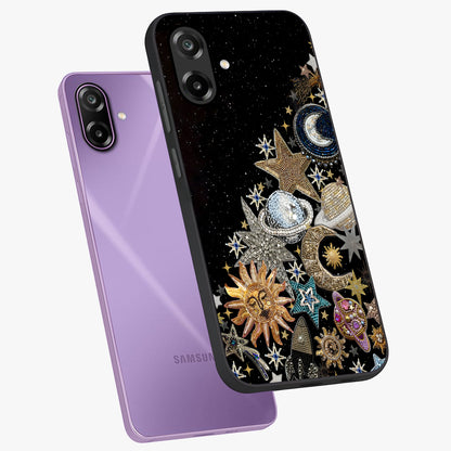 Cosmic Sparkle Dreams Glass Case displayed in angled mockup highlighting dreamy star sparkle design with celestial aesthetic.