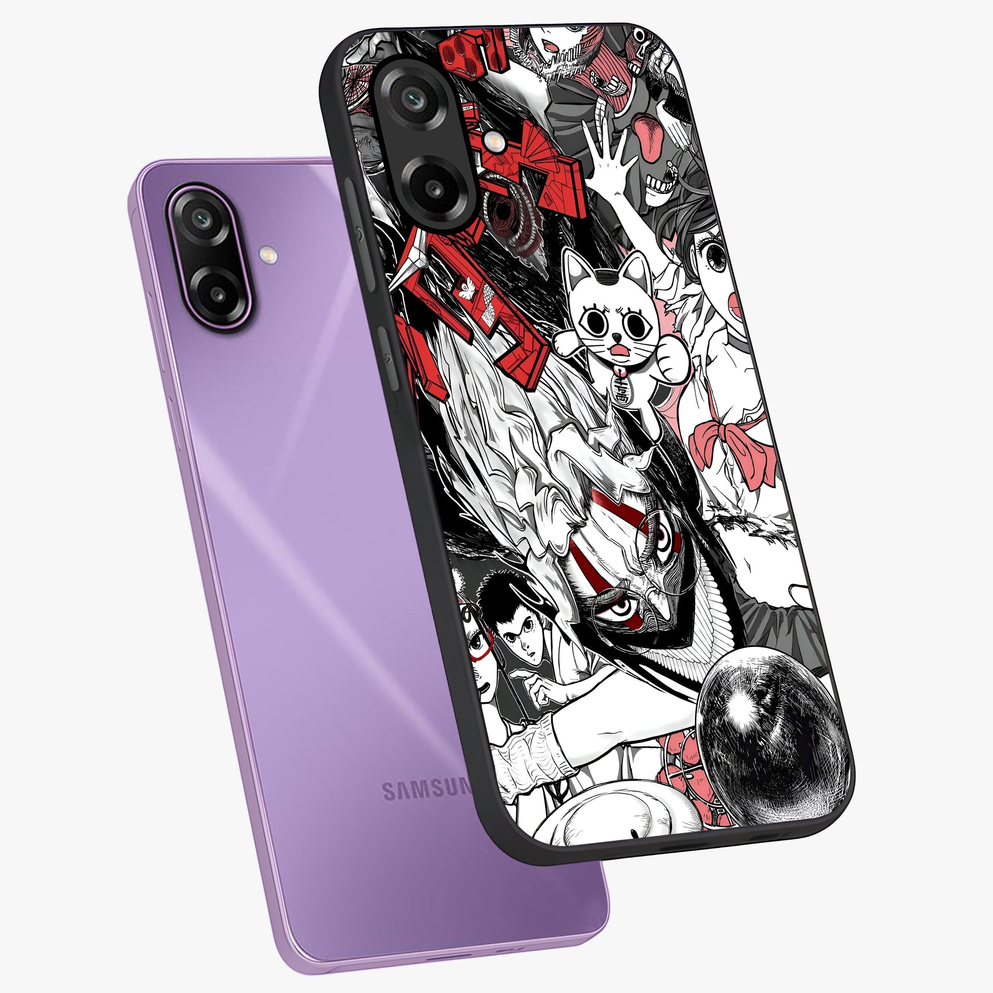 Crimson Chaos Panel Glass Case displayed in angled mockup highlighting chaotic panel style design with modern graphic theme.