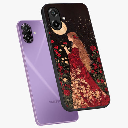 Crimson Dreams Glass Case displayed in angled mockup highlighting soft crimson aesthetic design with artistic theme.