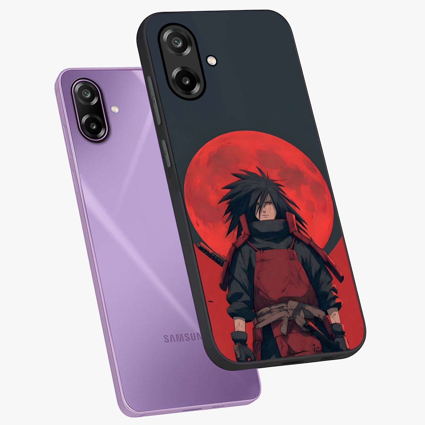 Crimson Moon Warlord Glass Case displayed in angled mockup highlighting dramatic crimson moon design with fantasy aesthetic.