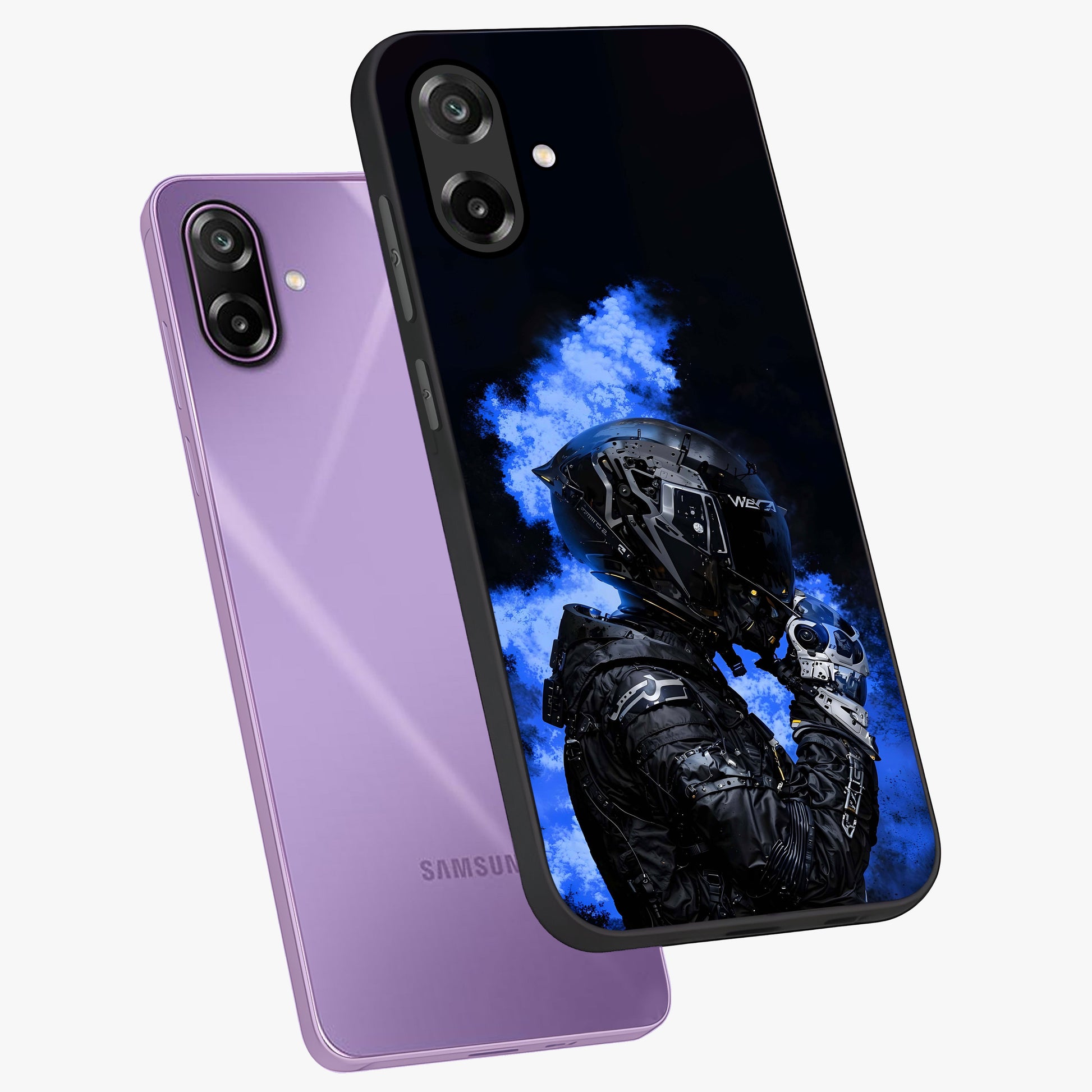 Cyber Sentinel Protocol Glass Case displayed in angled mockup highlighting digital cyber design with sci-fi aesthetic style.