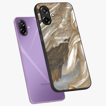 Divine Winged Grace Glass Case displayed in angled mockup highlighting graceful wing design with divine aesthetic style.