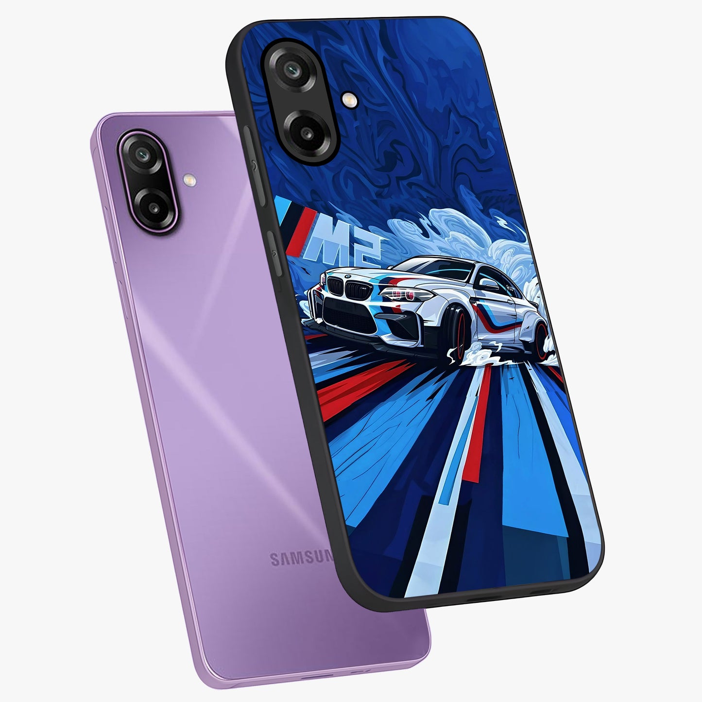 Drift Power Rush Glass Case displayed in angled mockup highlighting powerful drift car design with sporty aesthetic style.