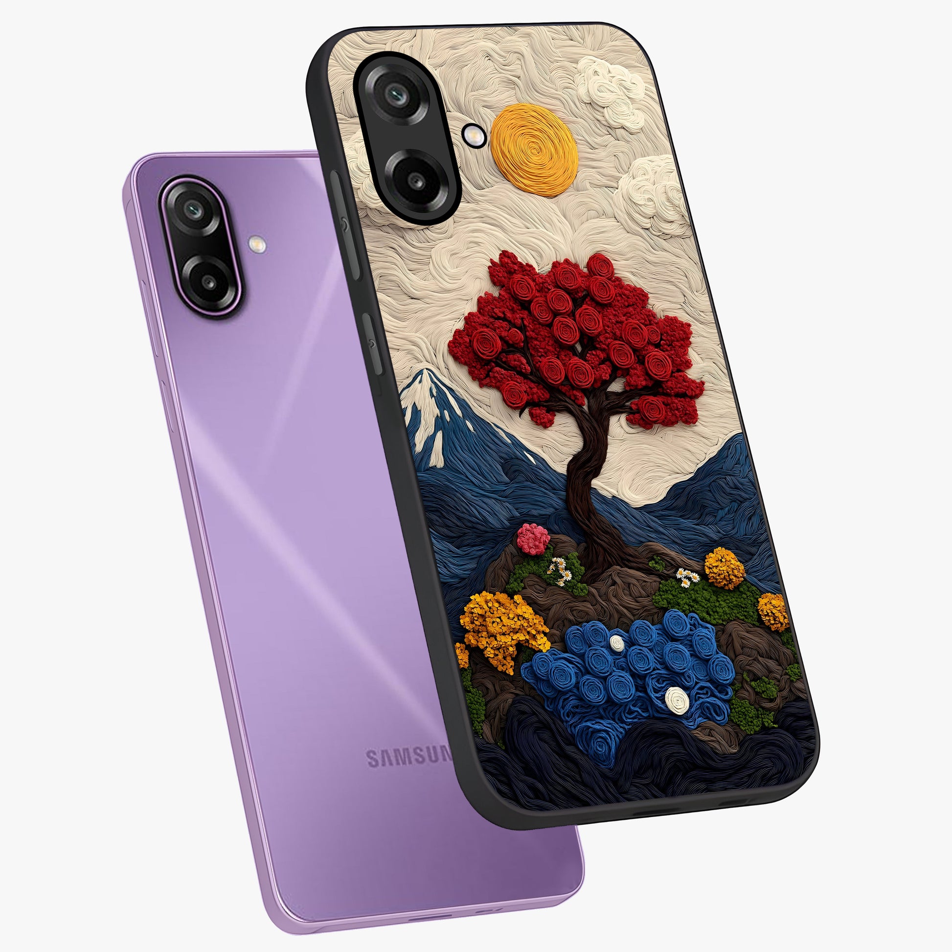 Eternal Nature Tapestry Glass Case displayed in angled mockup highlighting detailed botanical pattern with artistic aesthetic.