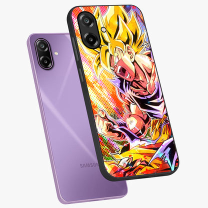 Firing Goku Glass Case displayed in angled mockup highlighting dynamic anime character design with action aesthetic.