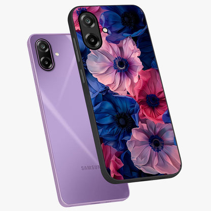 Flower Paper Art Pattern Glass Case displayed in angled mockup highlighting layered paper flower design with artistic aesthetic.