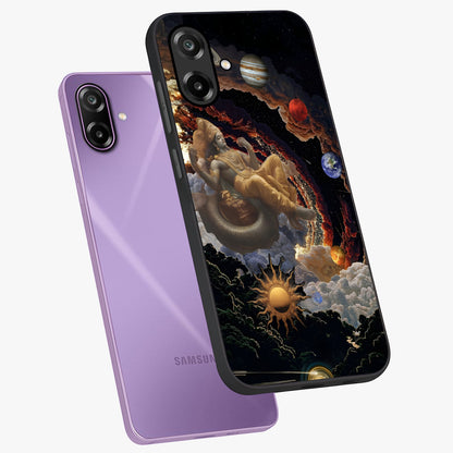 Galactic Divine God Glass Case displayed in angled mockup highlighting powerful celestial deity illustration with galactic aesthetic.
