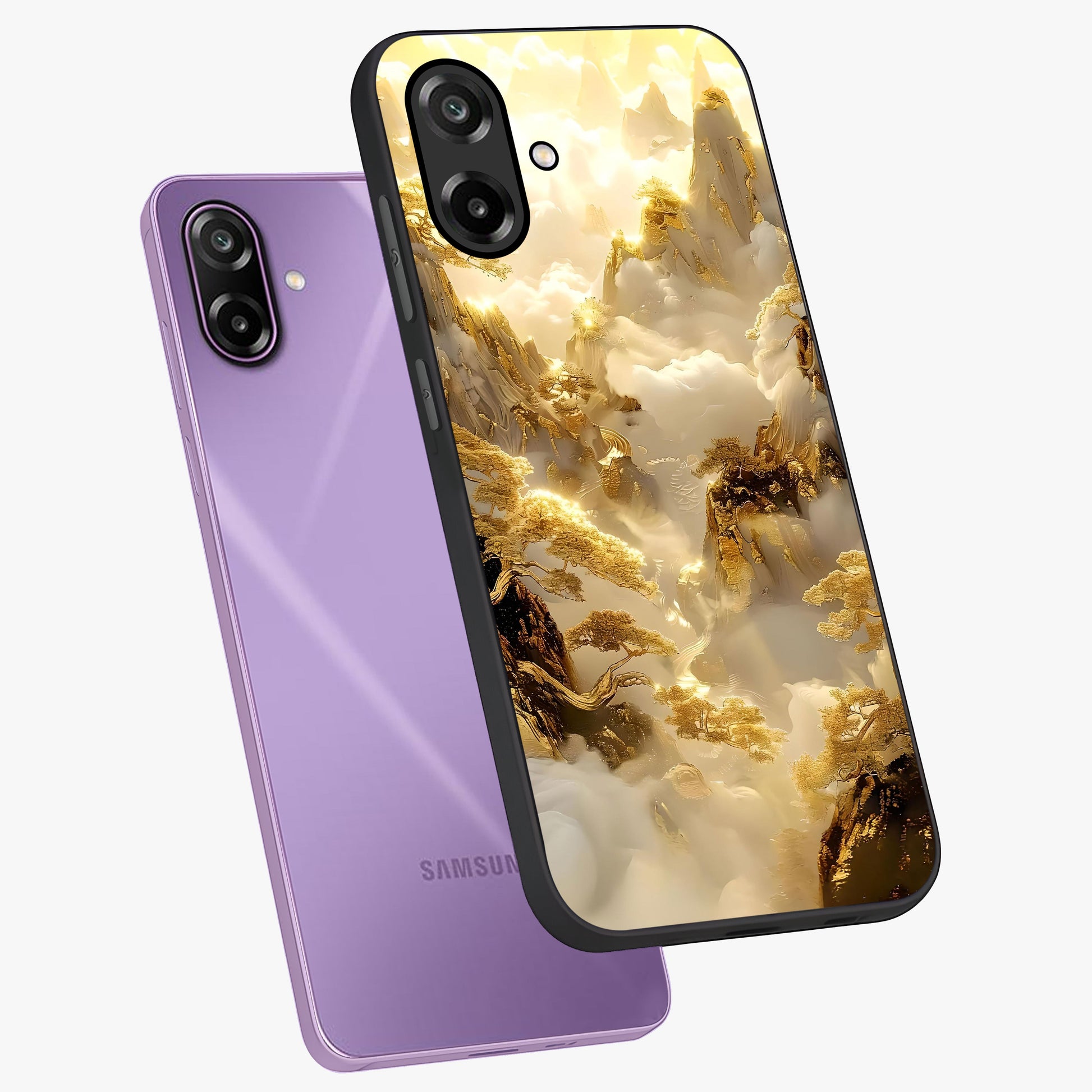 Gates Of Illumination Glass Case displayed in angled mockup highlighting radiant portal inspired design with fantasy aesthetic.