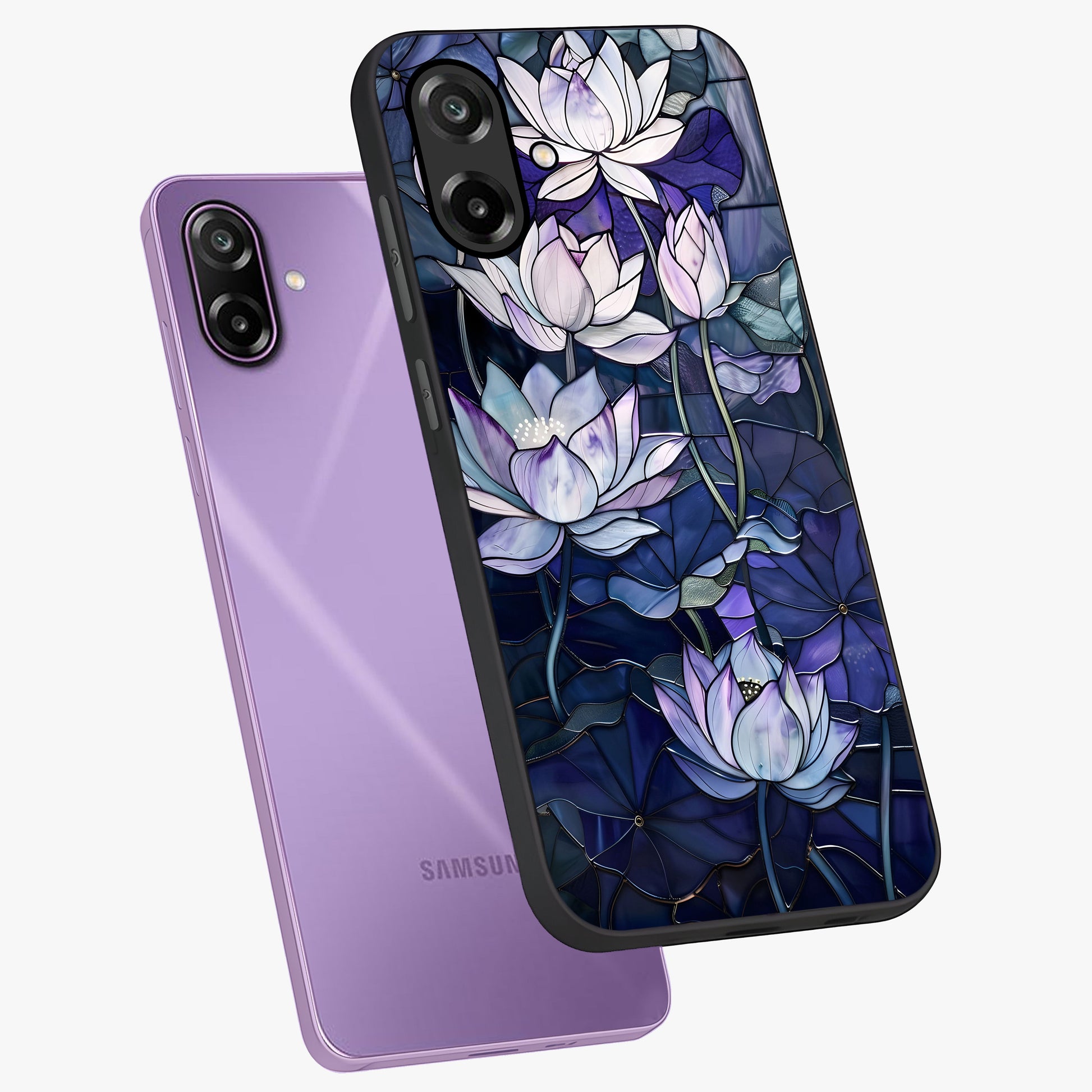 Gloss Petal Rush Glass Case displayed in angled mockup highlighting vibrant petal design with elegant floral aesthetic.