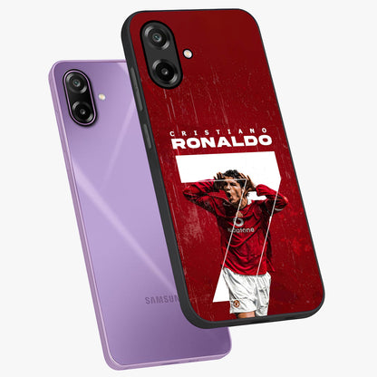 Goal Celebration Legacy Glass Case displayed in angled mockup highlighting energetic sports celebration design with bold athletic theme.